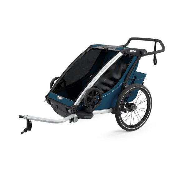 Thule Chariot Cross 2 plava sportska dječja kolica i prikolica za bicikl za dvoje djece (4u1)