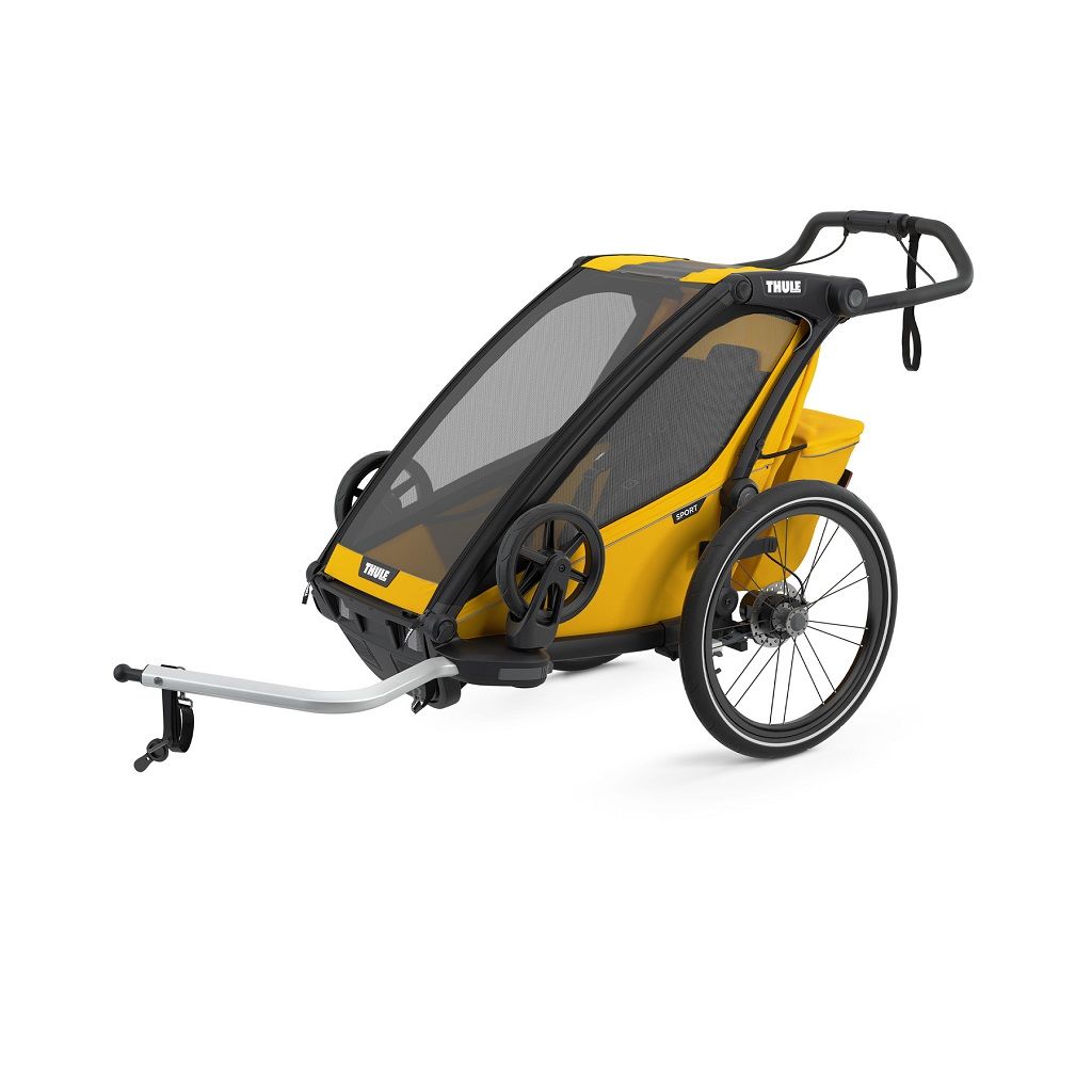 Thule Chariot Sport žuto/crna sportska dječja kolica i prikolica za bicikl za jedno dijete (4u1)