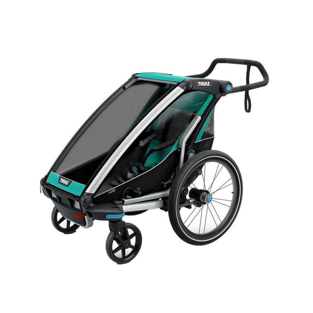 Thule Chariot Lite zeleno/crna sportska dječja kolica i prikolica za bicikl za jedno dijete (4u1)